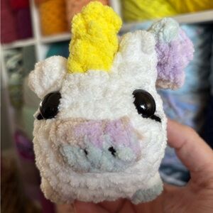Handmade crochet mini loaf unicorn plush